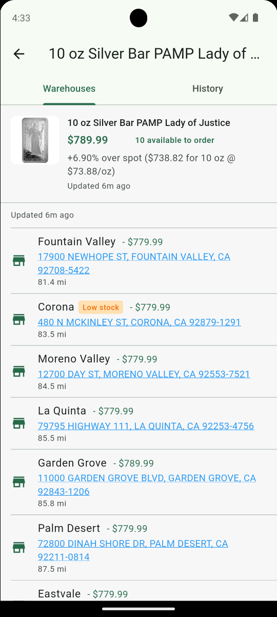 Low-stock warehouse alerts