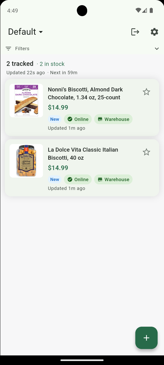 Tracking regular Costco products